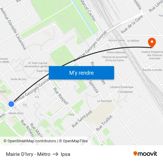 Mairie D'Ivry - Métro to Ipsa map