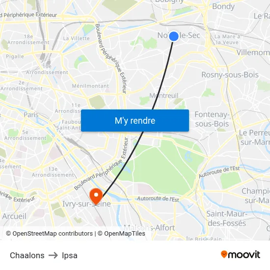 Chaalons to Ipsa map