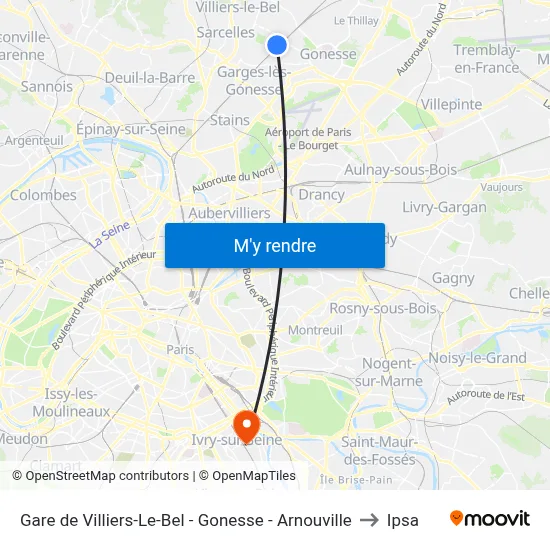 Gare de Villiers-Le-Bel - Gonesse - Arnouville to Ipsa map