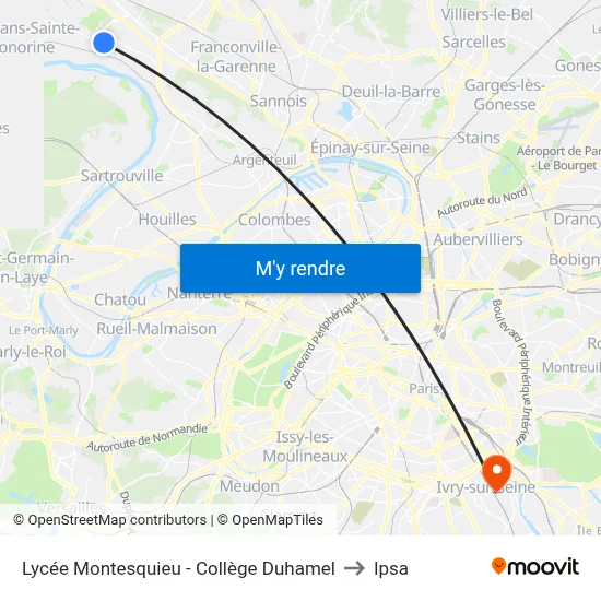 Lycée Montesquieu - Collège Duhamel to Ipsa map