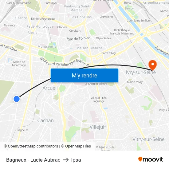 Bagneux - Lucie Aubrac to Ipsa map