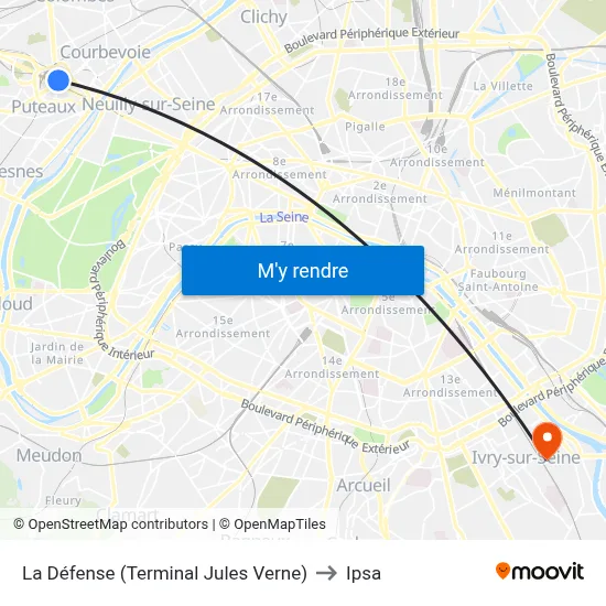 La Défense (Terminal Jules Verne) to Ipsa map