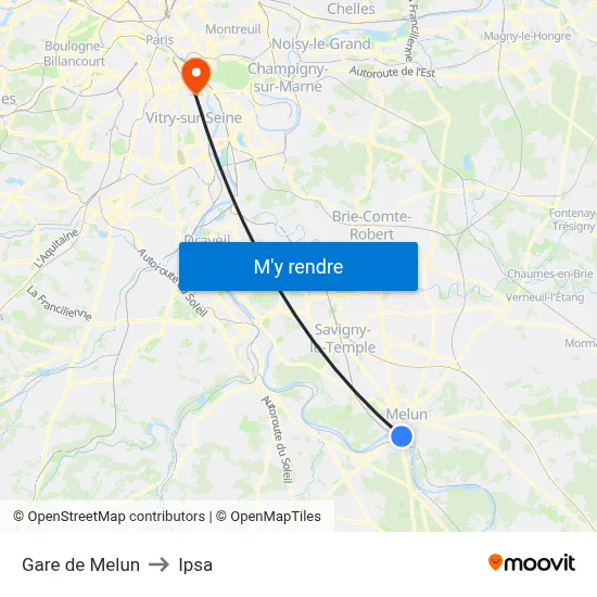 Gare de Melun to Ipsa map