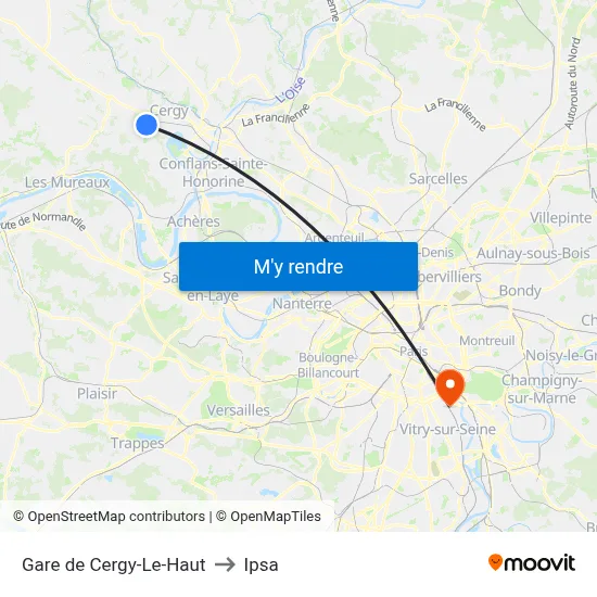 Gare de Cergy-Le-Haut to Ipsa map