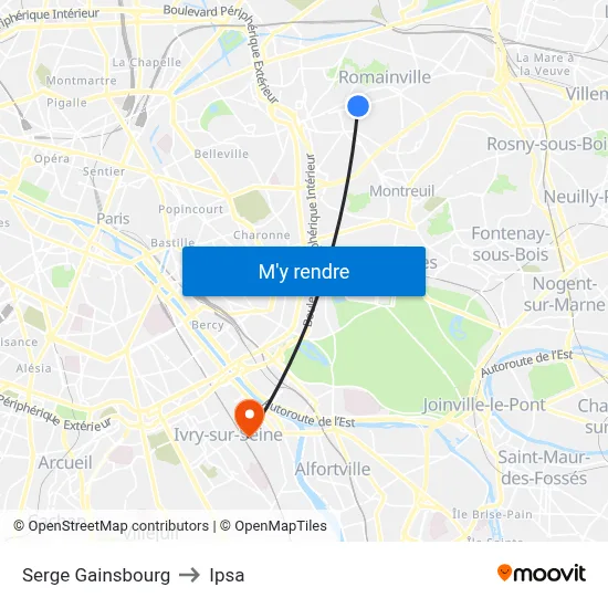 Serge Gainsbourg to Ipsa map