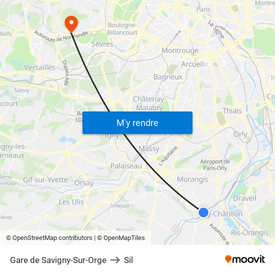 Gare de Savigny-Sur-Orge to Sil map