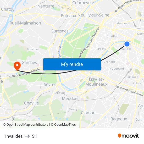 Invalides to Sil map