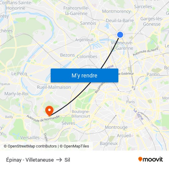 Épinay - Villetaneuse to Sil map
