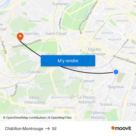 Châtillon-Montrouge to Sil map