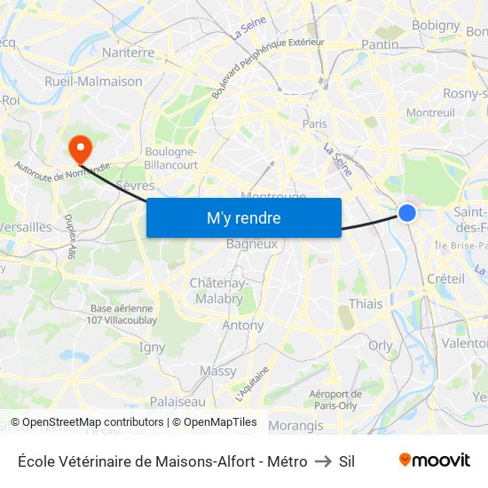École Vétérinaire de Maisons-Alfort - Métro to Sil map
