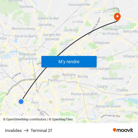 Invalides to Terminal 2f map