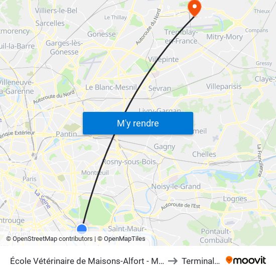 École Vétérinaire de Maisons-Alfort - Métro to Terminal 2f map