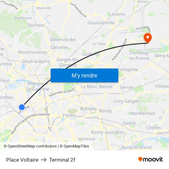 Place Voltaire to Terminal 2f map