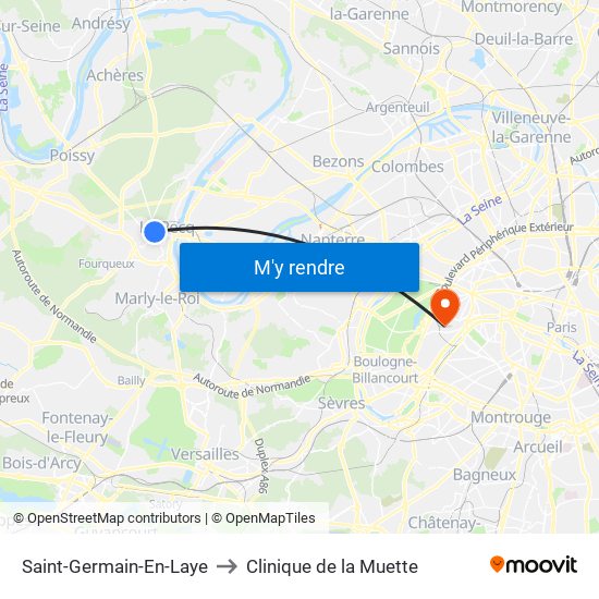 Saint-Germain-En-Laye to Clinique de la Muette map
