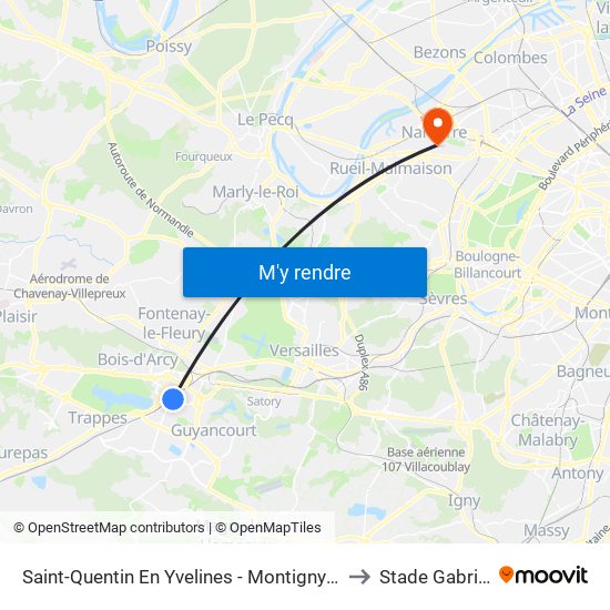 Saint-Quentin En Yvelines - Montigny-Le-Bretonneux to Stade Gabriel Péri map