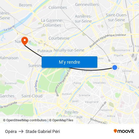 Opéra to Stade Gabriel Péri map