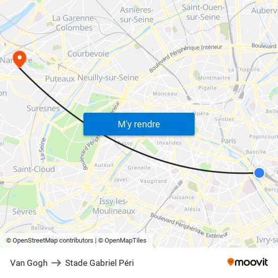 Gare de Lyon - Van Gogh to Stade Gabriel Péri map