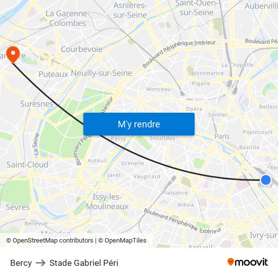 Bercy to Stade Gabriel Péri map