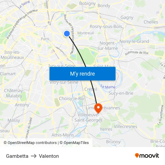 Gambetta to Valenton map