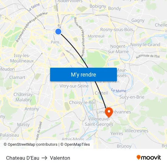 Chateau D'Eau to Valenton map