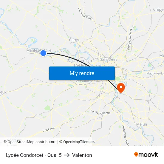 Lycée Condorcet - Quai 5 to Valenton map