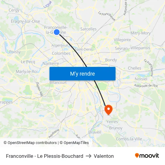 Franconville - Le Plessis-Bouchard to Valenton map