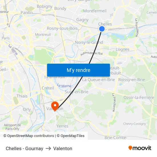 Chelles - Gournay to Valenton map