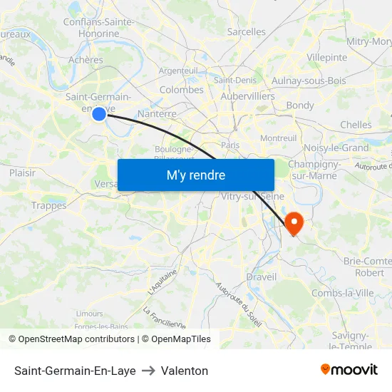 Saint-Germain-En-Laye to Valenton map