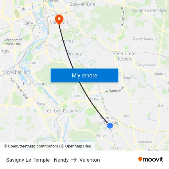 Savigny-Le-Temple - Nandy to Valenton map
