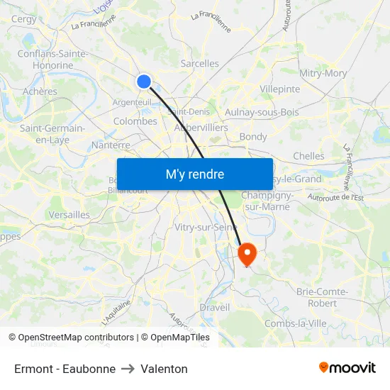 Ermont - Eaubonne to Valenton map