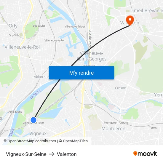 Vigneux-Sur-Seine to Valenton map