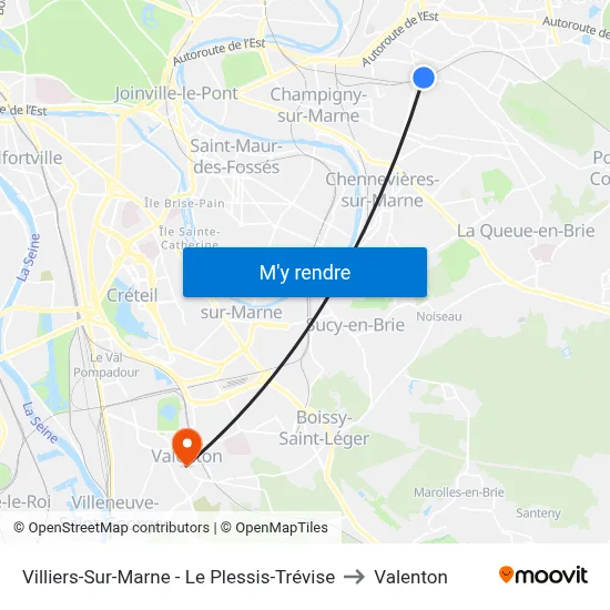 Villiers-Sur-Marne - Le Plessis-Trévise to Valenton map
