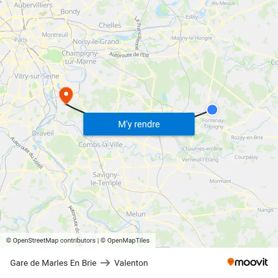 Gare de Marles En Brie to Valenton map