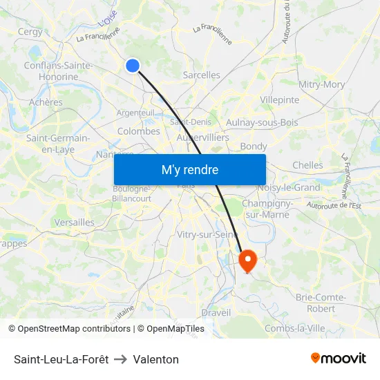 Saint-Leu-La-Forêt to Valenton map