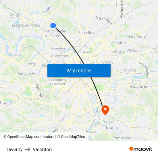 Taverny to Valenton map