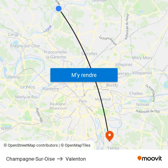 Champagne-Sur-Oise to Valenton map