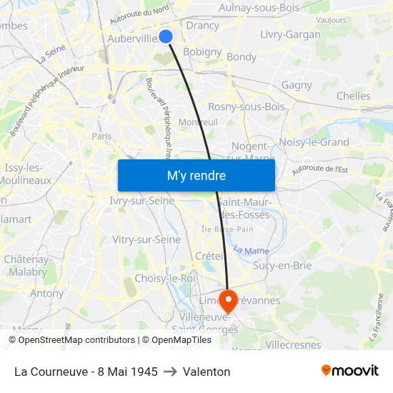La Courneuve - 8 Mai 1945 to Valenton map