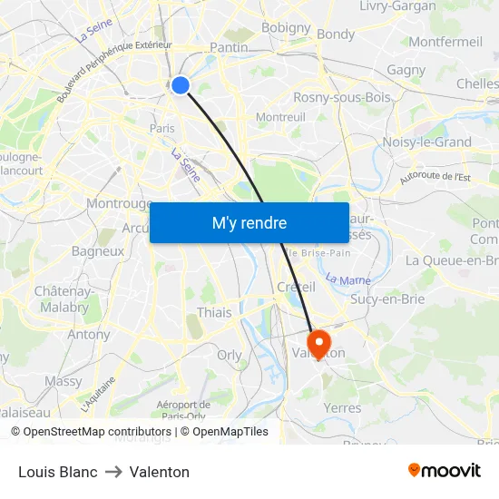 Louis Blanc to Valenton map