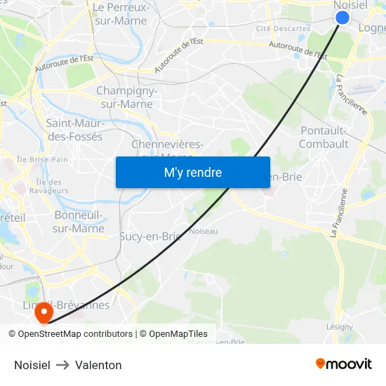 Noisiel to Valenton map