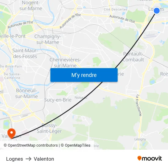 Lognes to Valenton map