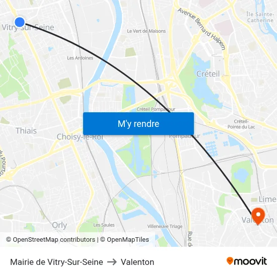 Mairie de Vitry-Sur-Seine to Valenton map