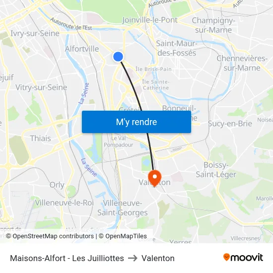 Maisons-Alfort - Les Juilliottes to Valenton map