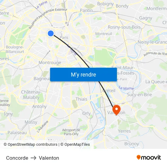 Concorde to Valenton map