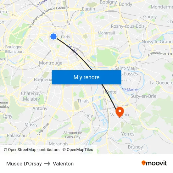 Musée D'Orsay to Valenton map