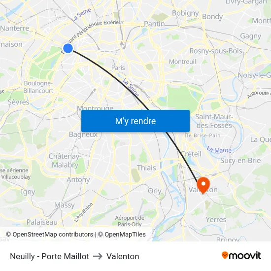 Neuilly - Porte Maillot to Valenton map
