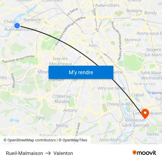 Rueil-Malmaison to Valenton map
