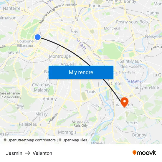 Jasmin to Valenton map