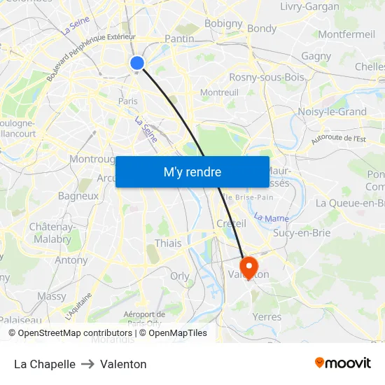 La Chapelle to Valenton map