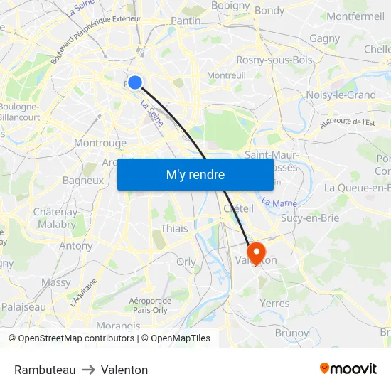 Rambuteau to Valenton map
