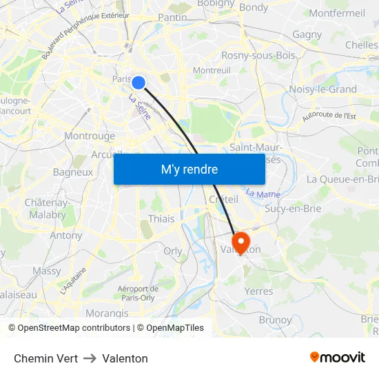 Chemin Vert to Valenton map